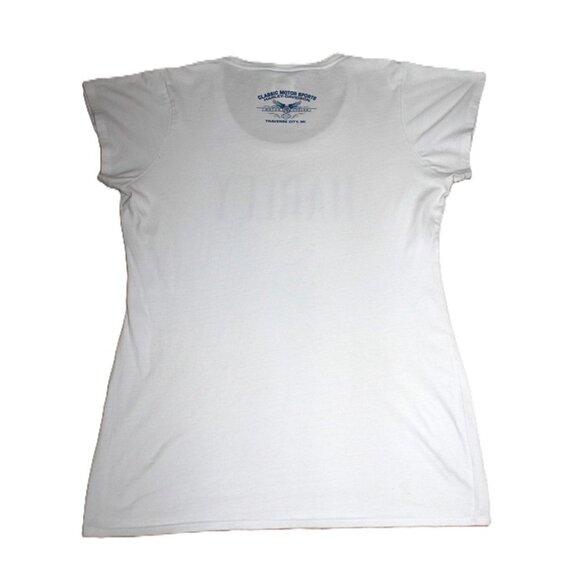 HARLEY DAVIDSON Retro (2013) Fitted T-Shirt in White, Rhinestone Biker Tee (2XL) - Picture 6 of 8